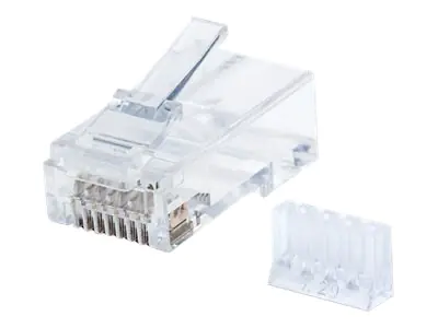 Intellinet 90er-Pack Cat6 RJ45-Modularstecker, UTP, 3-Punkt-Aderkontaktierung, für Massivdraht, 90 Stecker im Becher - Netzwerkanschluss - RJ-45 (M) - UTP - CAT 6 - robust (Packung mit 90)