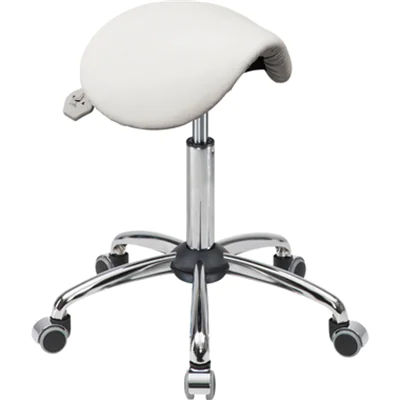 meychair Sitzhocker Assistant Basic Sattel Farbe der Sitzfläche: weiß Farbe des Fußkreuzes: chrom