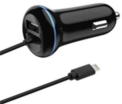 2GO KFZ-Ladegerät 12W 1x USB-A Lightning 140cm schwarz 797169