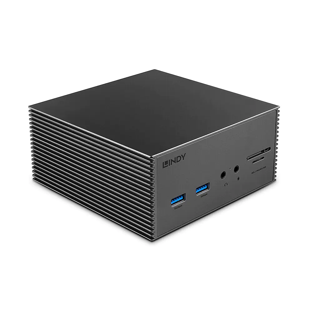 Lindy DST-Pro 101 - Dockingstation - für Laptop - USB-C 3.2 Gen 1 / Thunderbolt 3 / Thunderbolt 4 - 2 x HDMI, DP - 1GbE - 100 Watt