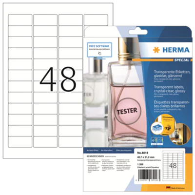 HERMA Folienetikett 8016 45,7x21,2mm tr 1.200 St./Pack. HERMA Folienetikett 8016 45,7x21,2mm tr 1.200 St./Pack.