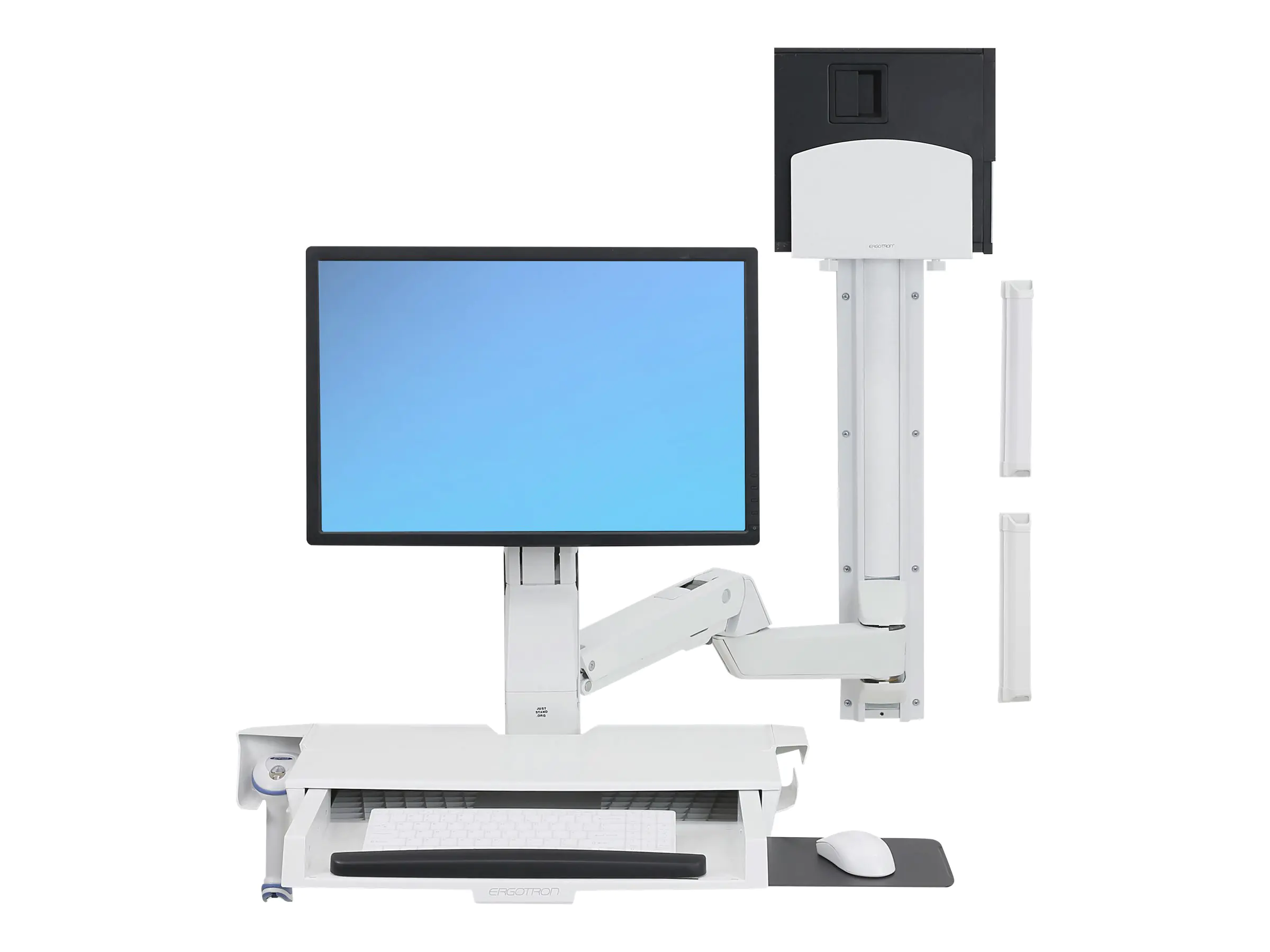 Ergotron Sit-Stand Combo Extender - Short - Montagekomponente (Verlängerungsarm, Wandhalterung mit Führungsschiene, Armabdeckung)