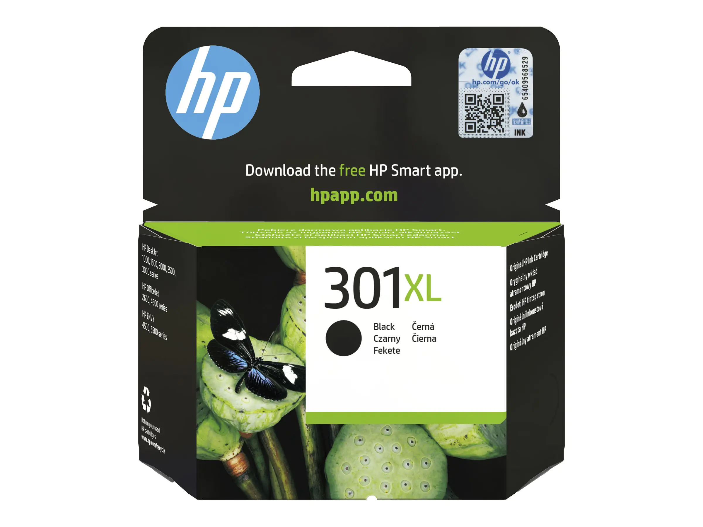 HP 301XL - 8 ml - Hohe Ergiebigkeit - Schwarz - original - Tintenpatrone - für Deskjet 1050A J410, 1051A J410, 10XX, 10XX J410, 15XX, 2000, 2050 J510, 2050A J510, 2054A J510, 25XX, 3000, 3050 J610, 3050A J611, 3052A J611, 3054A J611, 3055A J611, 3057