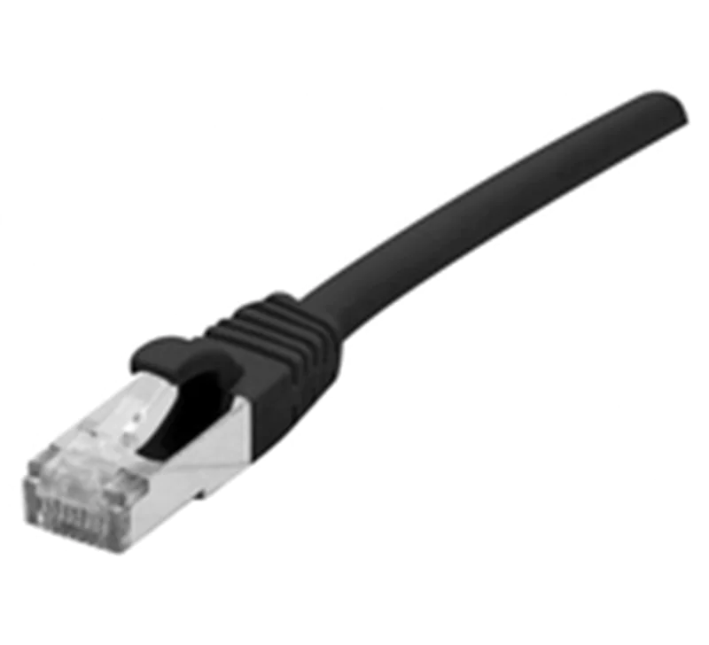 Dexlan - Patch-Kabel - RJ-45 (M) zu RJ-45 (M) - 2 m - S/FTP - CAT 7 (Kabel) / CAT 6a (Anschlüsse) - halogenfrei, ohne Haken - Schwarz