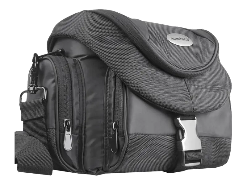 Mantona Neolit I - Schultertasche für Kamera und Objektive - Nylon - Schwarz