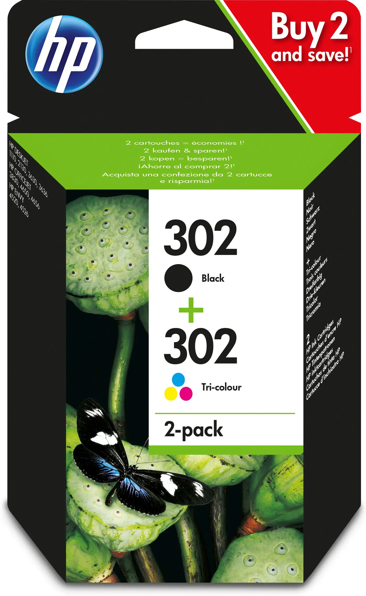 HP 302 Combo Pack - 2er-Pack - Schwarz, Farbe (Cyan, Magenta, Gelb) - Original - Tintenpatrone - für Deskjet 11XX, 21XX, 36XX; Envy 451X, 452X; Officejet 38XX, 46XX, 52XX HP 302 Combo Pack - 2er-Pack - Schwarz, Farbe (Cyan, Magenta, Gelb) - Original - Tintenpatrone - für Deskjet 11XX, 21XX, 36XX; Envy 451X, 452X; Officejet 38XX, 46XX, 52XX