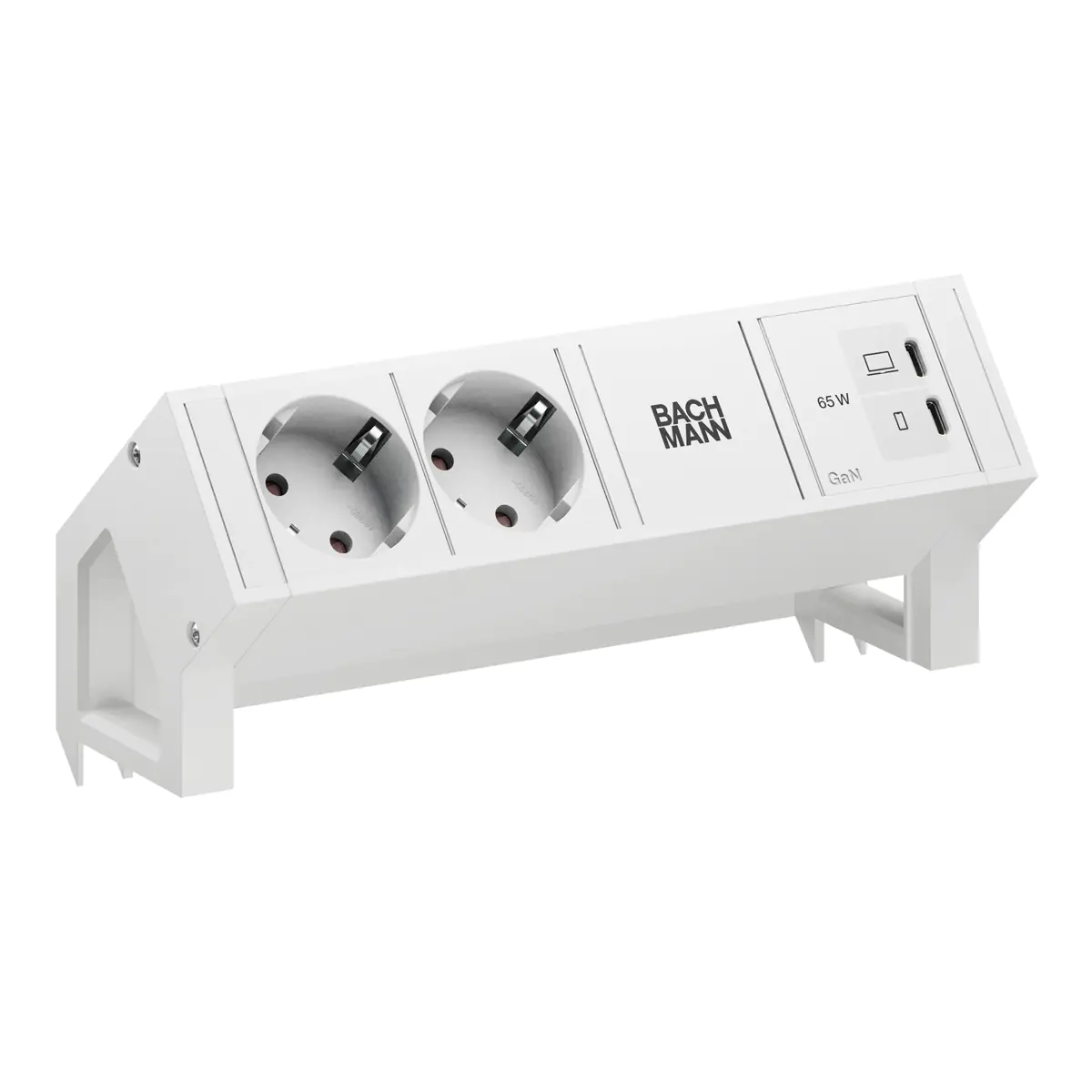 Bachmann DESK2 PURE WHITE 2xCEE7/3 1xUSB C/C 65W 0,2m RAL9010 BM0022040