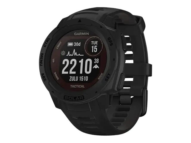 Garmin Instinct Solar - Tactical Edition - schwarz - Sportuhr mit Band - Silikon - schwarz - Handgelenkgröße: 132-224 mm - einfarbig - Bluetooth, ANT+ - 53 g
