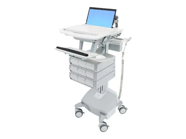 Ergotron Wagen - offene Architektur - für Notebook/Tastatur/Maus - medizinisch - Aluminium, verzinker Stahl, hochwertiger Kunststoff - Grau, weiß, Polished Aluminum - Bildschirmgröße: bis zu 43,9 cm (17,3" Breitbild) SV44-1192-2