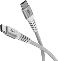 Goobay USB-C -auf-USB-C -Textilkabel mit Metallsteckern 1 m weiß - elegantes und