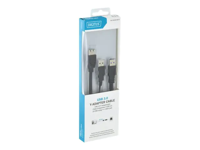 Digitus - USB-Kabel - USB Typ A (M) bis USB Typ A (W) - USB 3.0 - 30 cm - geformt - Schwarz