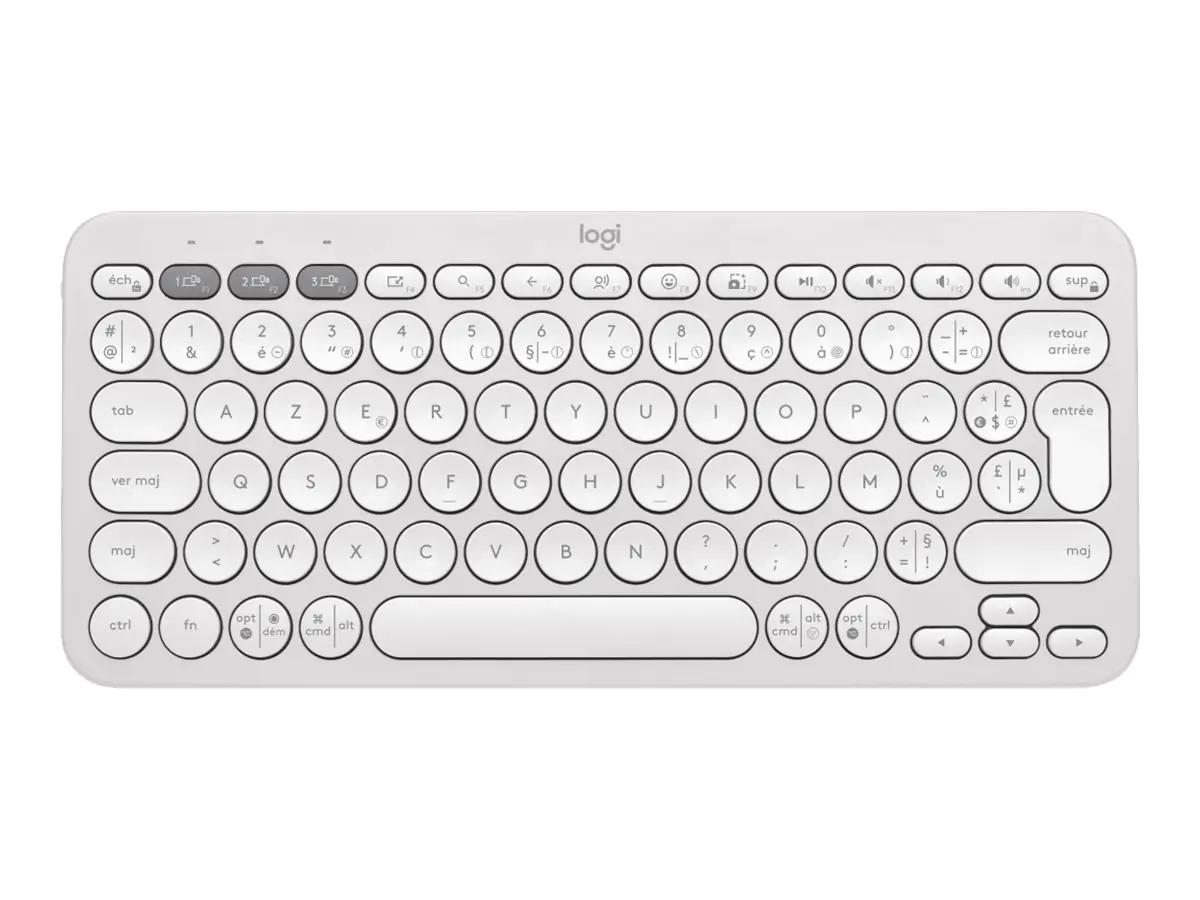 Logitech Pebble Keys 2 K380s - Tastatur - kabellos - Bluetooth LE - AZERTY - Französisch - Tonal White