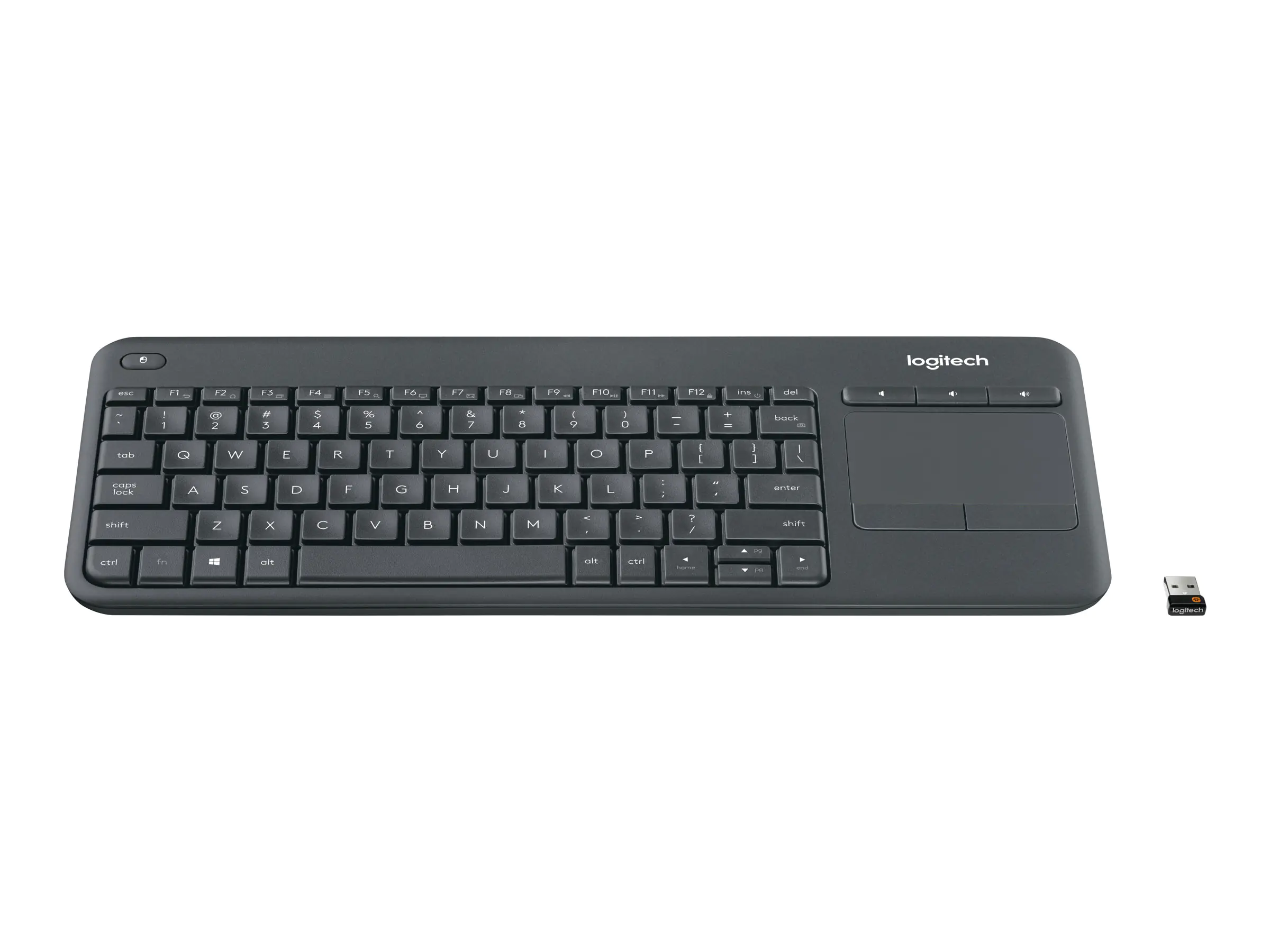 Logitech Wireless Touch Keyboard K400 Plus - Tastatur - kabellos - 2.4 GHz - Englisch