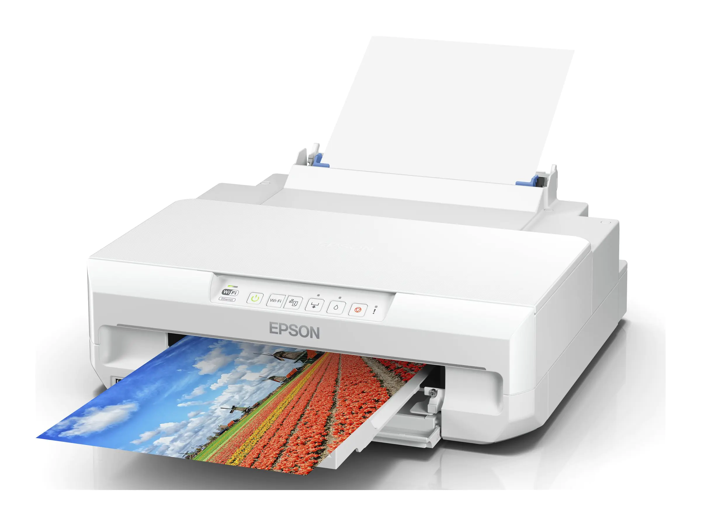 Epson Expression Photo XP-65 - Drucker - Farbe - Duplex - Tintenstrahl - A4/Legal - 5760 x 1440 dpi - bis zu 9.5 Seiten/Min. (einfarbig)/bis zu 9 Seiten/Min. (Farbe) - Kapazität: 100 Blätter - USB, LAN, Wi-Fi