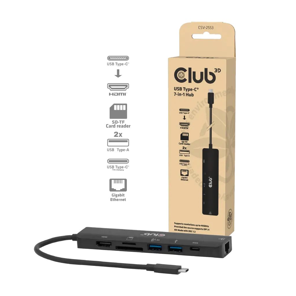 Club 3D Dockingstation - 7 in 1 Hub USB-C* - Digital/Daten - Digital/Display/Video
