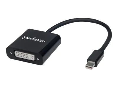 Manhattan Mini DisplayPort 1.2a to DVI-I Dual-Link Adapter Cable (Clearance Pricing), 4K@30Hz, Active, 19.5cm, Male to Female, Compatible with DVD-D, Black, Three Year Warranty, Polybag - Videoadapter - Single Link - Mini DisplayPort (M) zu DVI-I (W) - Di