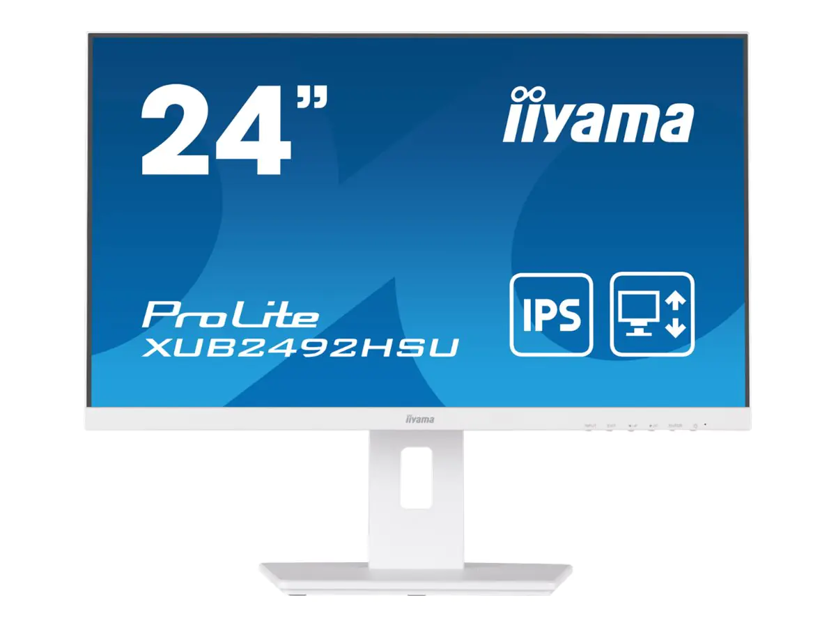 Iiyama ProLite XUB2492HSU-W5 - LED-Monitor - 61 cm (24") (23.8" sichtbar) - 1920 x 1080 Full HD (1080p) @ 75 Hz - IPS - 250 cd/m² - 1000:1 - 4 ms - HDMI, VGA, DisplayPort - Lautsprecher - Mattes Weiß
