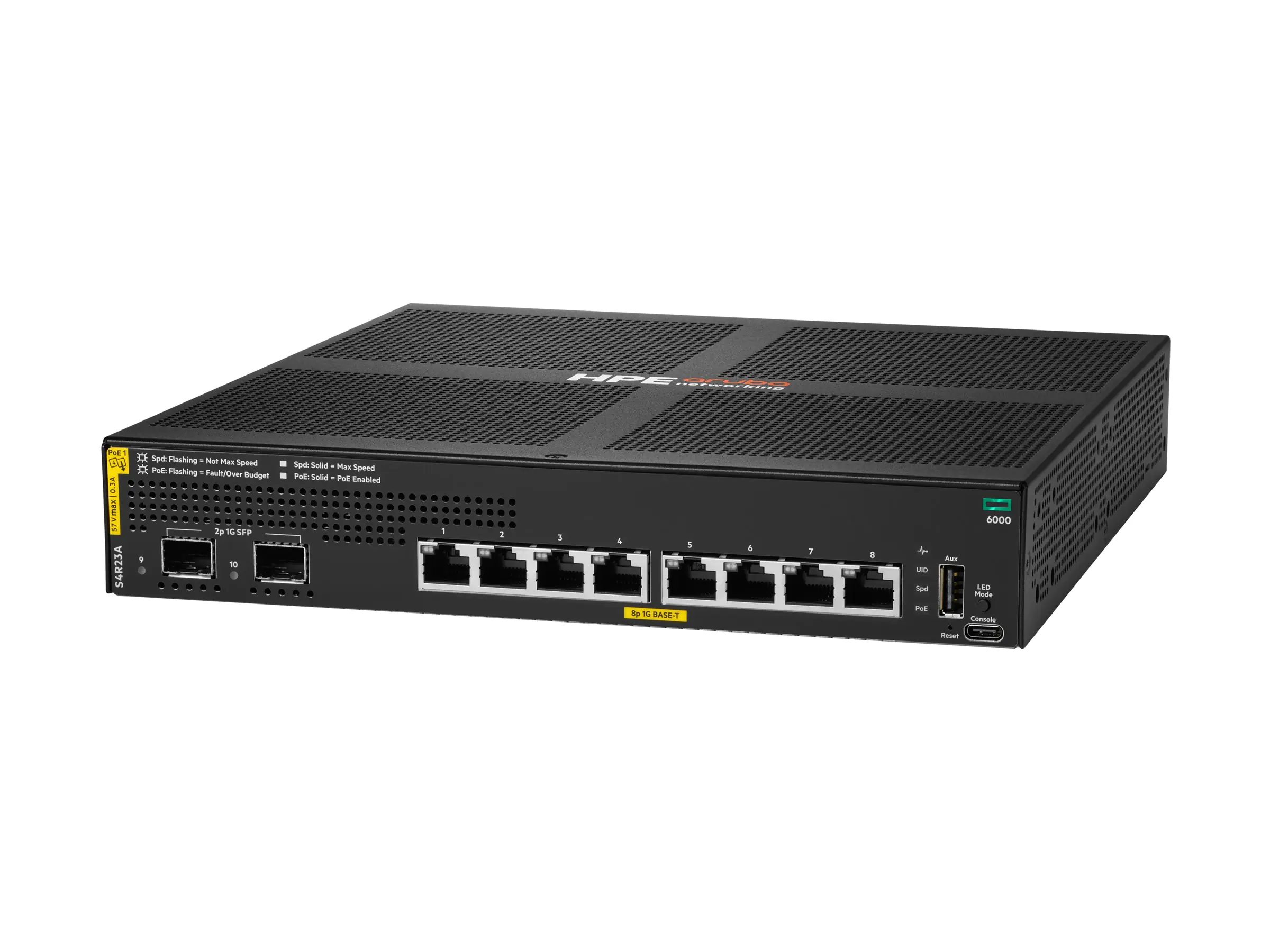 HPE Aruba Networking CX 6000 8p 10M/100M/1G Class4 PoE 2p SFP 1G 67W Switch - Switch - managed - 8 x 10/100/1000 (PoE+) S4R23A