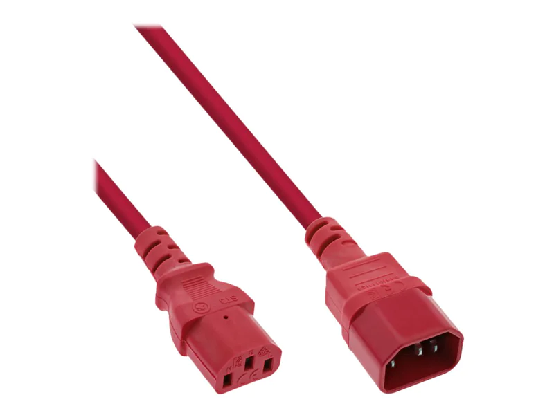 InLine - Spannungsversorgungs-Verlängerungskabel - power IEC 60320 C13 zu IEC 60320 C14 - 250 V - 75 cm - Rot