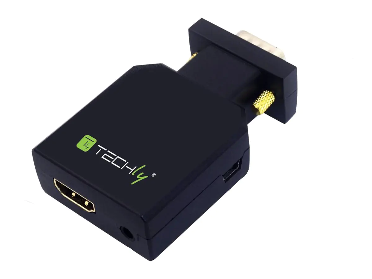 TECHly - Videoadapter - HD-15 (VGA), Mini-Stecker, Micro-USB Typ B zu HDMI weiblich - Schwarz - hauchvergoldete Kontakte