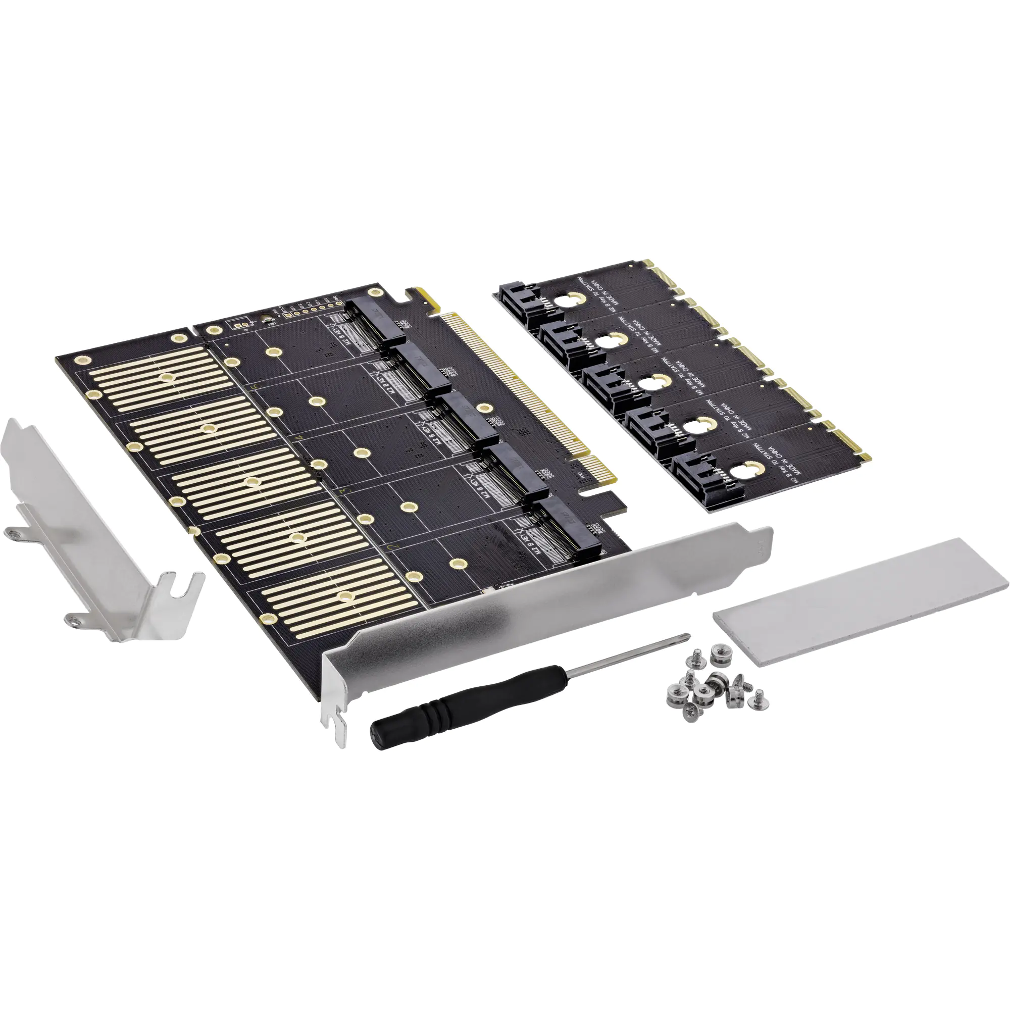 InLine Schnittstellenkarte - PCIe x16 zu 5x M.2 Key B SATA - inkl. Low-Profile 76619G