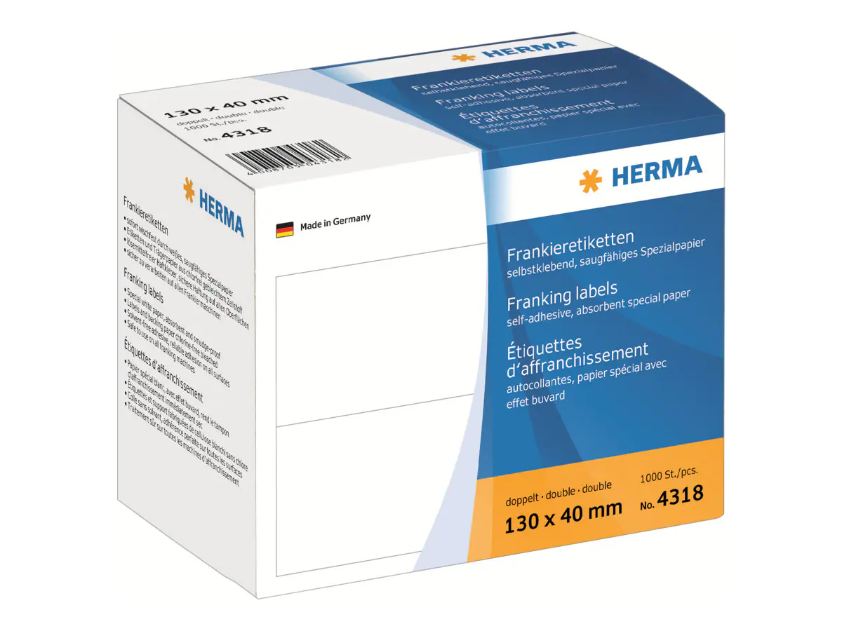 HERMA Frankieretikett 4318 130x40mm weiß 1.000 St./Pack.