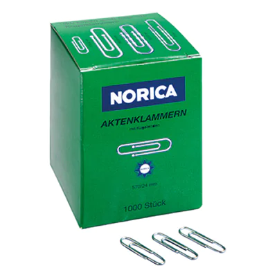 NORICA Büroklammer 2210 24mm Metall glatt verzinkt 1.000 St./Pack. NORICA Büroklammer 2210 24mm Metall glatt verzinkt 1.000 St./Pack.