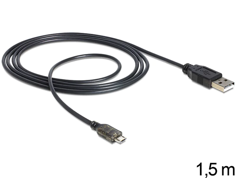 Delock - USB-Kabel - USB (M) zu Micro-USB Typ B (M) - USB 2.0 - 1.5 m - Schwarz, Anthrazit