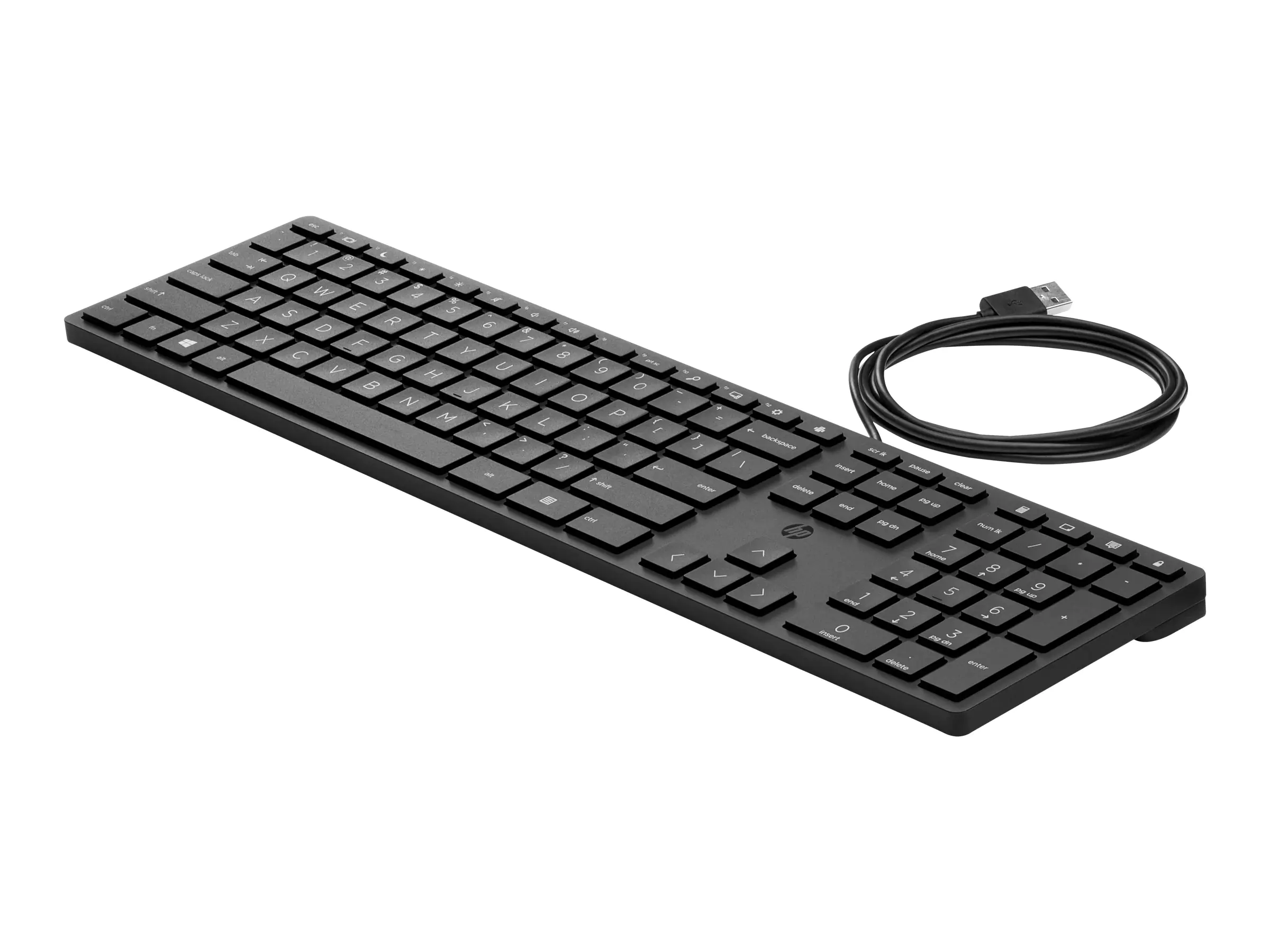 HP Wired Desktop 320K Keyboard (Bulk12), Volle Größe (100%), Kabelgebunden, USB, Membran Key Switch, Schwarz 9SR37A6#ABD