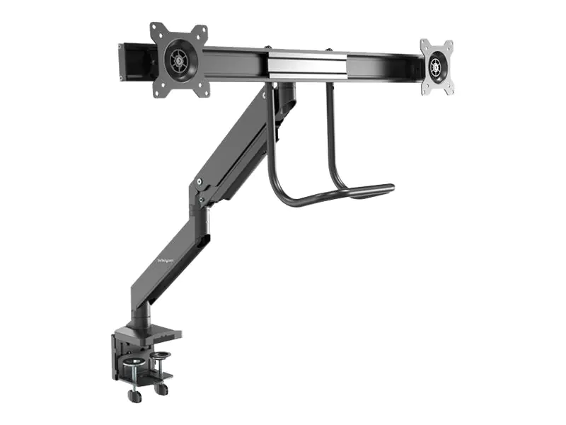 StarTech ARMSLMBARDUO Monitorhalterung (dual Monitor, Synchronisierte Höhenverstellung, Tischklemme, VESA) - Befestigungskit - einstellbarer Arm - für 2 Monitore - stabiler Stahl - Schwarz - Bildschirmgröße: 43.2-81.3 cm (17"-32") - Tischmontage