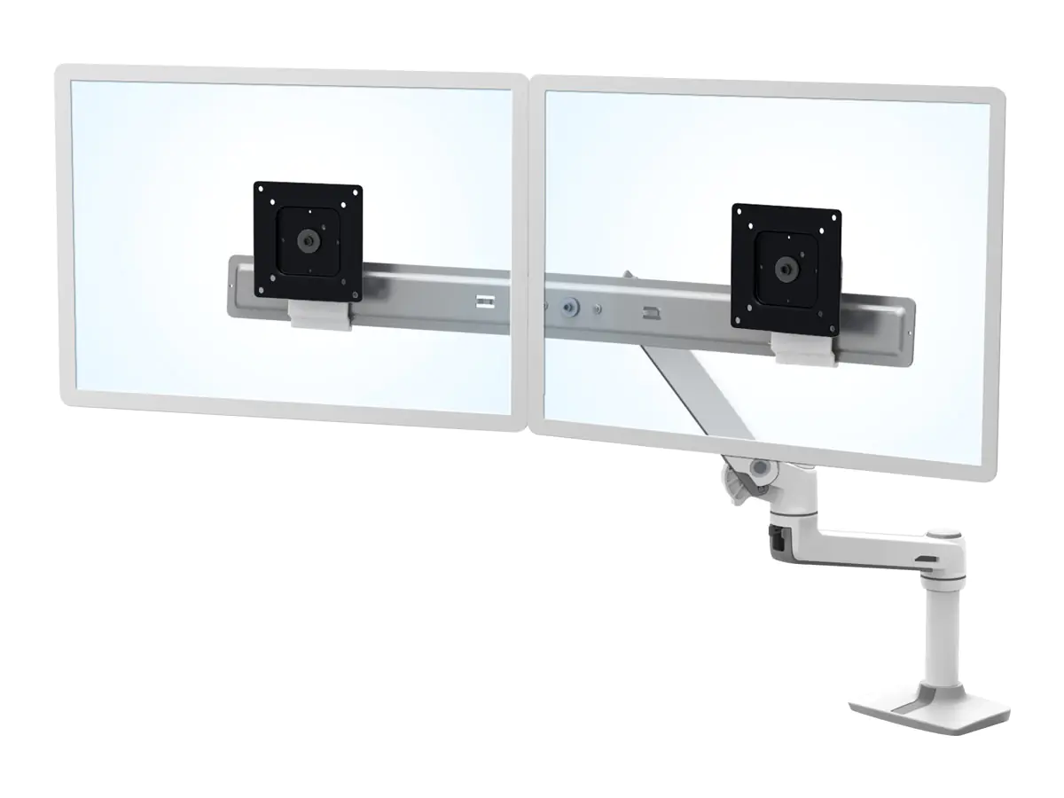 Ergotron LX Desk Dual Direct Arm - Befestigungskit (Gelenkarm, Spannbefestigung für Tisch, 2 Drehgelenke, Befestigungsteile, Scharnier, Verlängerungsteil) - für 2 LCD-Displays - weiß - Bildschirmgröße: bis zu 63,5 cm (bis zu 25 Zoll) - Schreibtisch