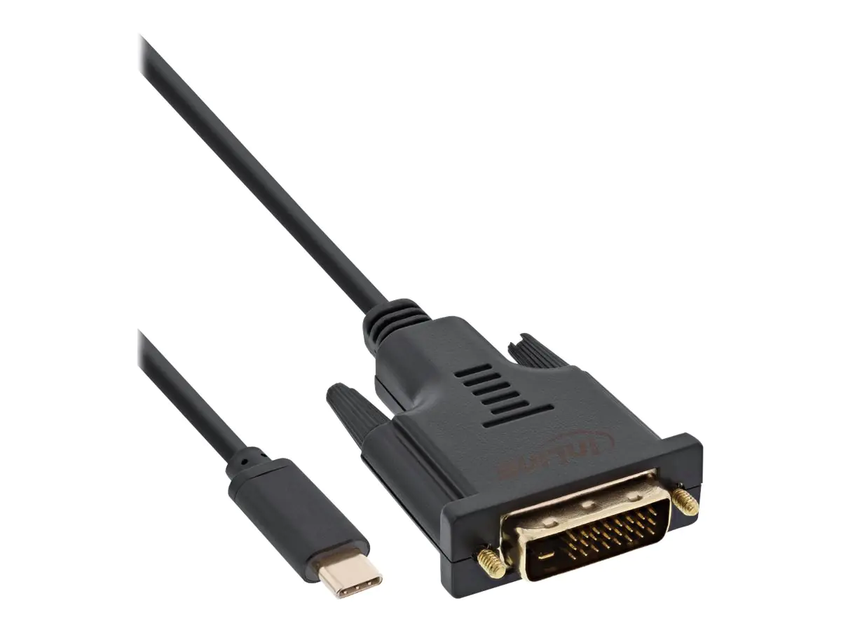 InLine - Adapterkabel - 24 pin USB-C (M) zu DVI-D (M) - USB 3.1 Gen 1 / Thunderbolt 3 / DisplayPort 1.2 - 1 m - 1080p-Unterstützung - Schwarz