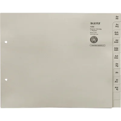 Leitz Registerserie 13520085 DIN A4 A-Z für 100 Ordner Tauenpapier grau Leitz Registerserie 13520085 DIN A4 A-Z für 100 Ordner Tauenpapier grau