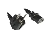 Helos - Stromkabel - power CEE 7/7 gewinkelt zu power IEC 60320 C13 gerade - 250 V - 10 A - 3 m - Schwarz