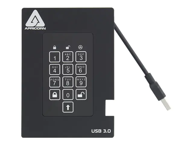 Apricorn Aegis Padlock Fortress A25-3PL256-S1000F - SSD - verschlüsselt - 1 TB - extern (tragbar) - USB 3.0 - Puffer: 8 MB - FIPS 140-2 Level 2, 256-bit AES-XTS