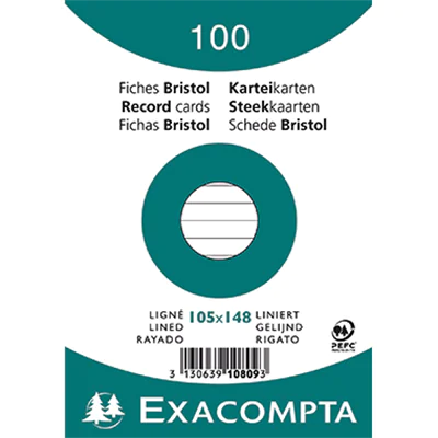 Exacompta Karteikarte 10809SE DIN A6 liniert weiß 100 St./Pack. Exacompta Karteikarte 10809SE DIN A6 liniert weiß 100 St./Pack.