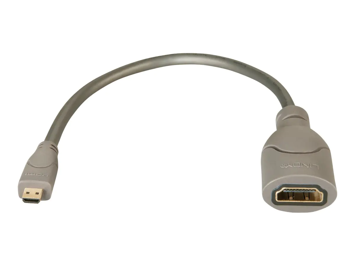 Lindy - HDMI-Adapter - 19 pin micro HDMI Type D männlich zu HDMI weiblich - 15 cm - abgeschirmt - Anthrazit