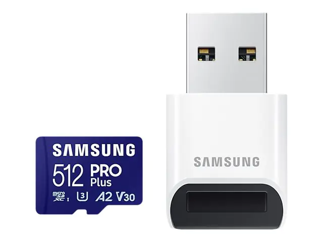Samsung PRO Plus MB-MD512SB - Flash-Speicherkarte - 512 GB - A2 / Video Class V30 / UHS-I U3 / Class10 - microSDXC UHS-I - Blau
