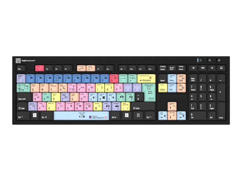 Logickeyboard Adobe Premiere Pro CC - Full-size (100%) - Verkabelt - USB - QWERTY - Mehrfarbig