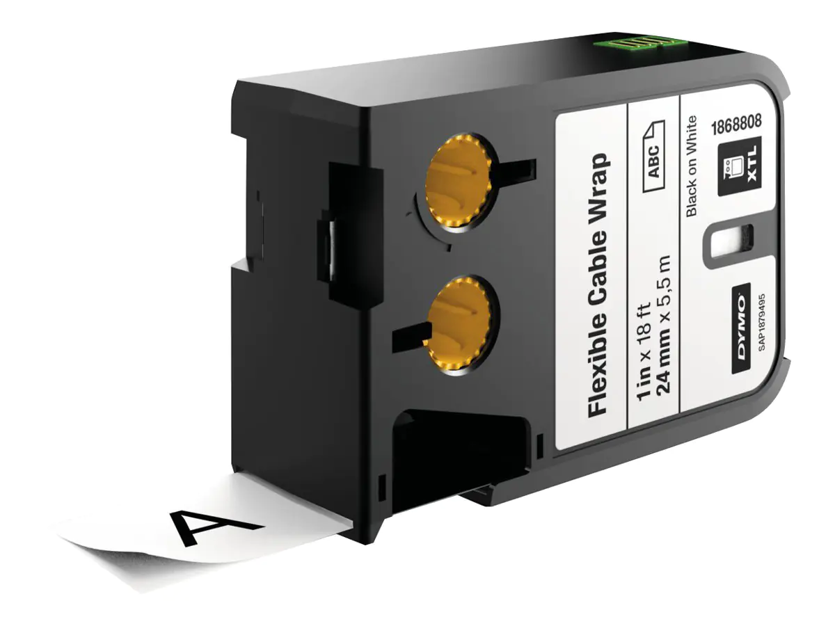 DYMO XTL - Nylon - permanenter Klebstoff - Schwarz auf Weiß - Rolle (2,4 cm x 5,5 m) 1 Kassette(n) flexibles Etikettenband - für XTL 300, 500