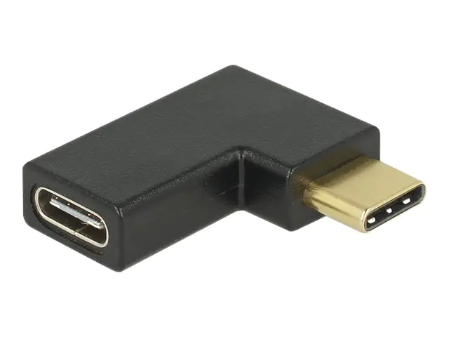 Delock - USB-Adapter - 24 pin USB-C (M) zu 24 pin USB-C (W) links abgewinkelt - USB 3.1 Gen 2 - Schwarz