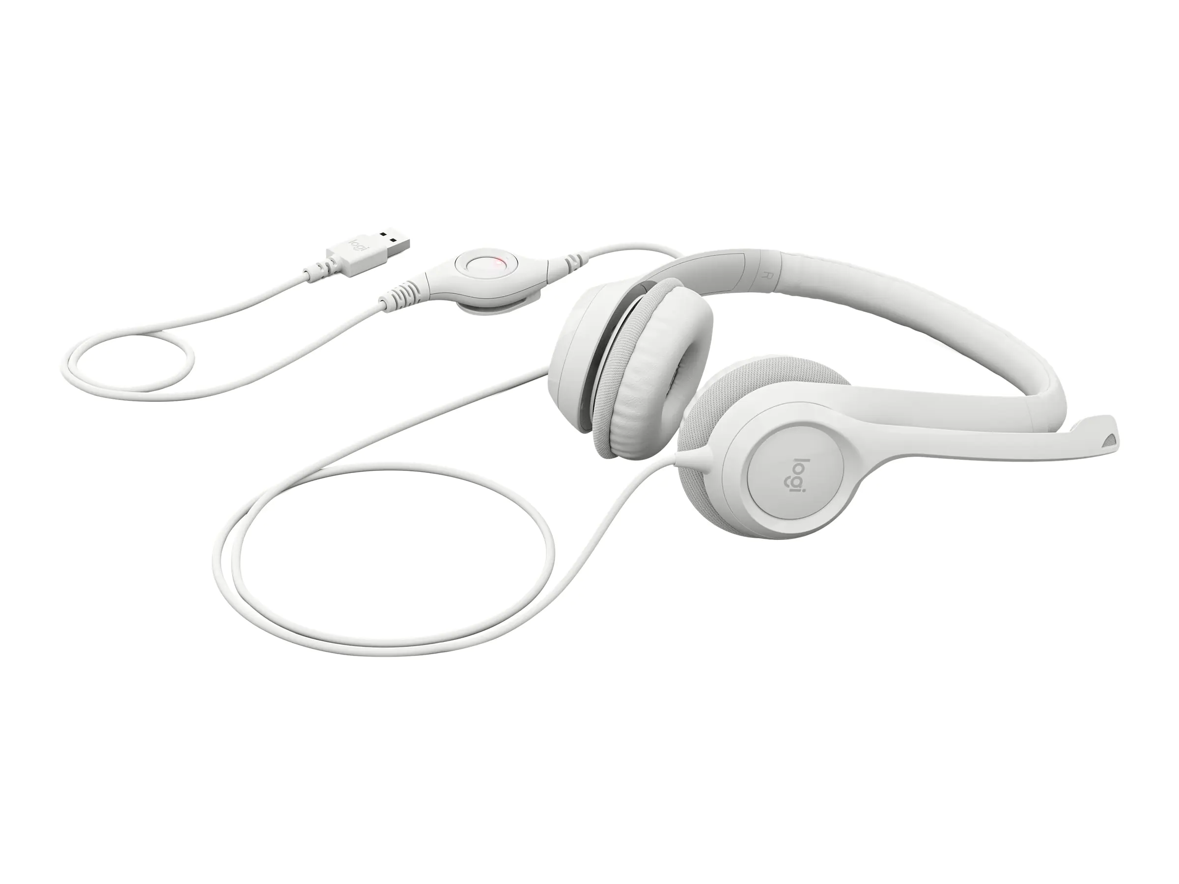 Logitech H390 - Headset - On-Ear - kabelgebunden - USB-A - Off-White