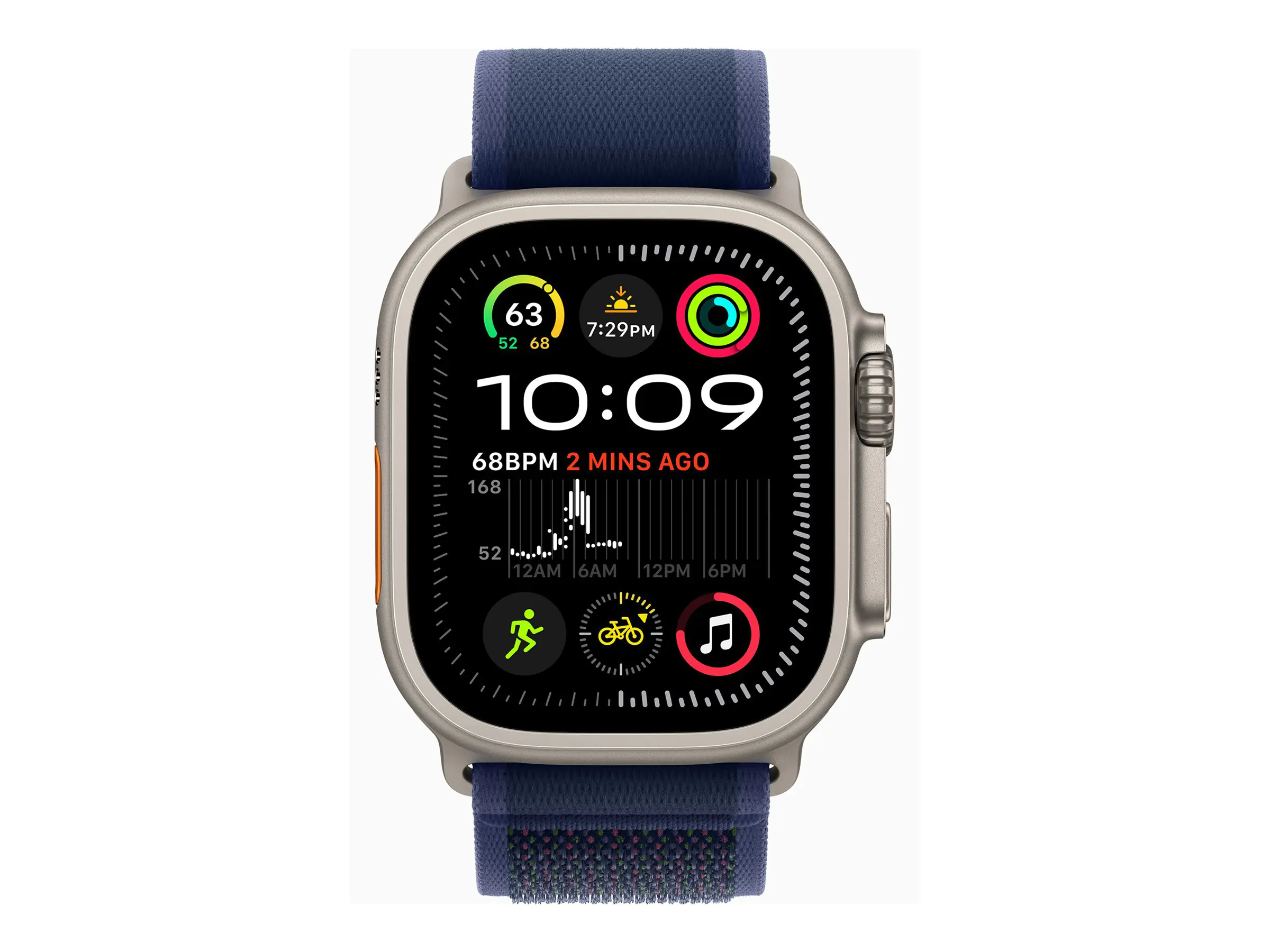Apple Watch Ultra 2 - 49 mm - natürliches Titan - intelligente Uhr mit Trail Loop - Nylongewebe - Blau - Bandgröße: S/M - 64 GB - LTE, Wi-Fi 4, UWB, Bluetooth - 4G - 61.4 g