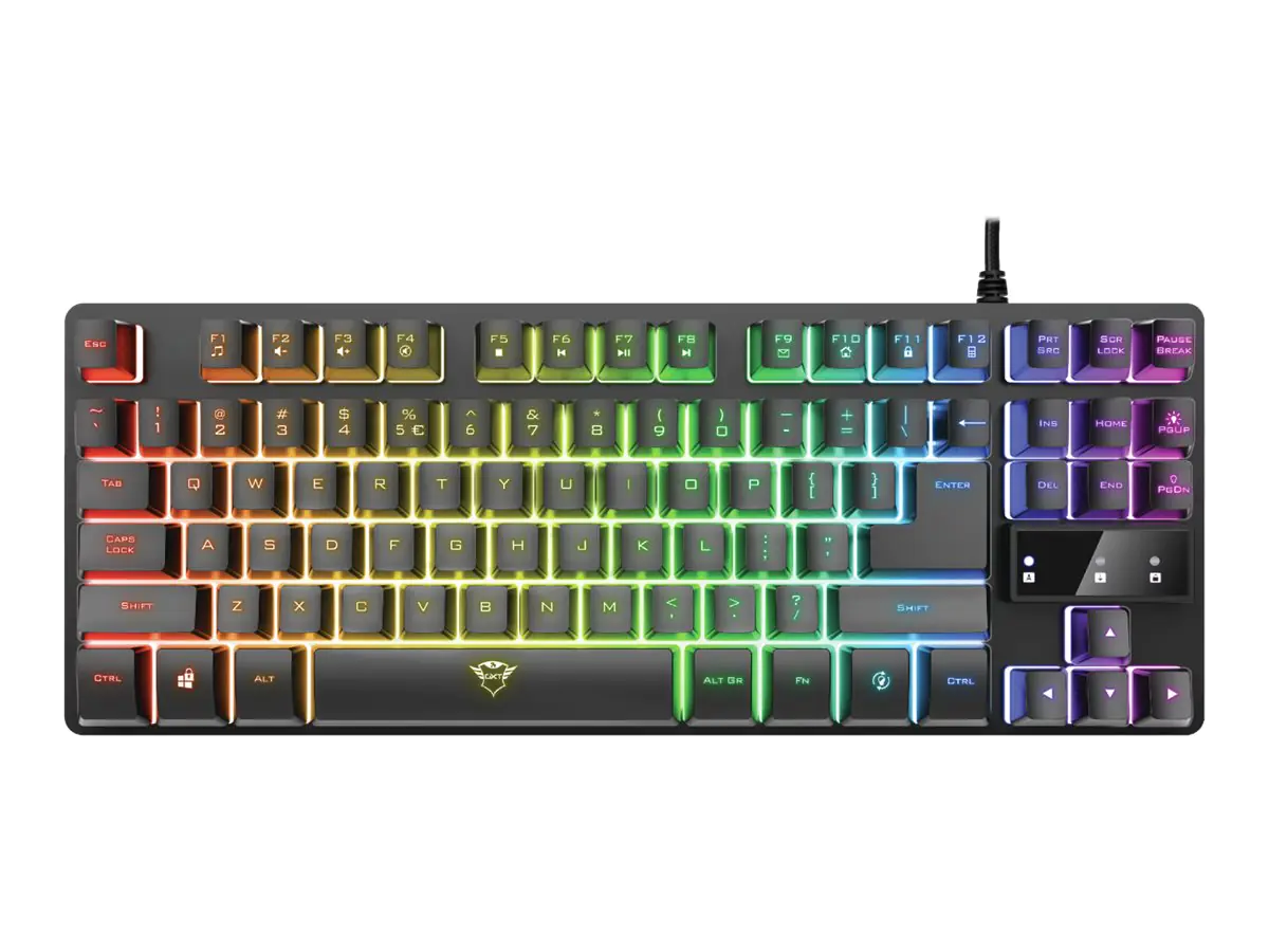 Trust GXT 833 Thado, Tenkeyless (80 - 87 %), Kabelgebunden, USB, Membran Key Switch, Schwarz, Silber 24068