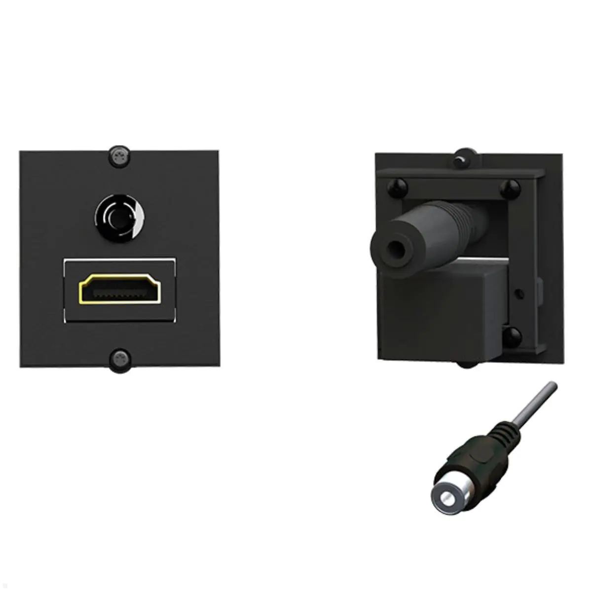 Bachmann Custom module - Modulares Faceplate-Snap-In - Mini-Phone Stereo 3,5 mm, HDMI - Schwarz Bachmann Custom module - Modulares Faceplate-Snap-In - Mini-Phone Stereo 3,5 mm, HDMI - Schwarz