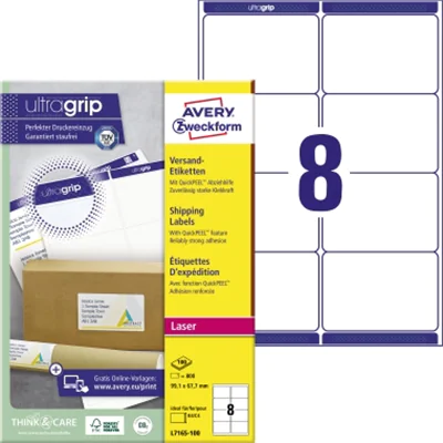 Avery Zweckform Adressetikett ultragrip 99,1 x 67,7 mm (B x H) Papier weiß 800 Etik./Pack. Avery Zweckform Adressetikett ultragrip 99,1 x 67,7 mm (B x H) Papier weiß 800 Etik./Pack.