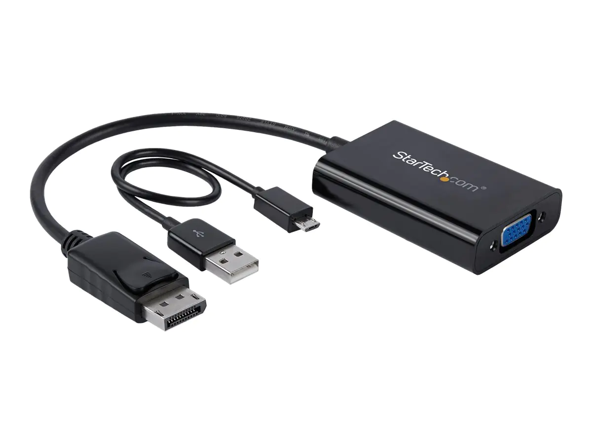 StarTech DisplayPort to VGA Adapter with Audio - 1920x1200 - DP to VGA Converter for Your VGA Monitor or Display (DP2VGAA) - DisplayPort/VGA-Adapter - DisplayPort (M) zu HD-15 (VGA), Mikro-USB Typ B (nur Strom), Mini-Stecker (W) - DisplayPort 1.2 - 1