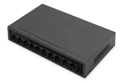 Digitus - Switch - IEEE 802.3af, IEEE 802.3at - unmanaged - 8 x 10/100/1000 (PoE+) + 2 x 10/100/1000 - Desktop - PoE+ (60 W)