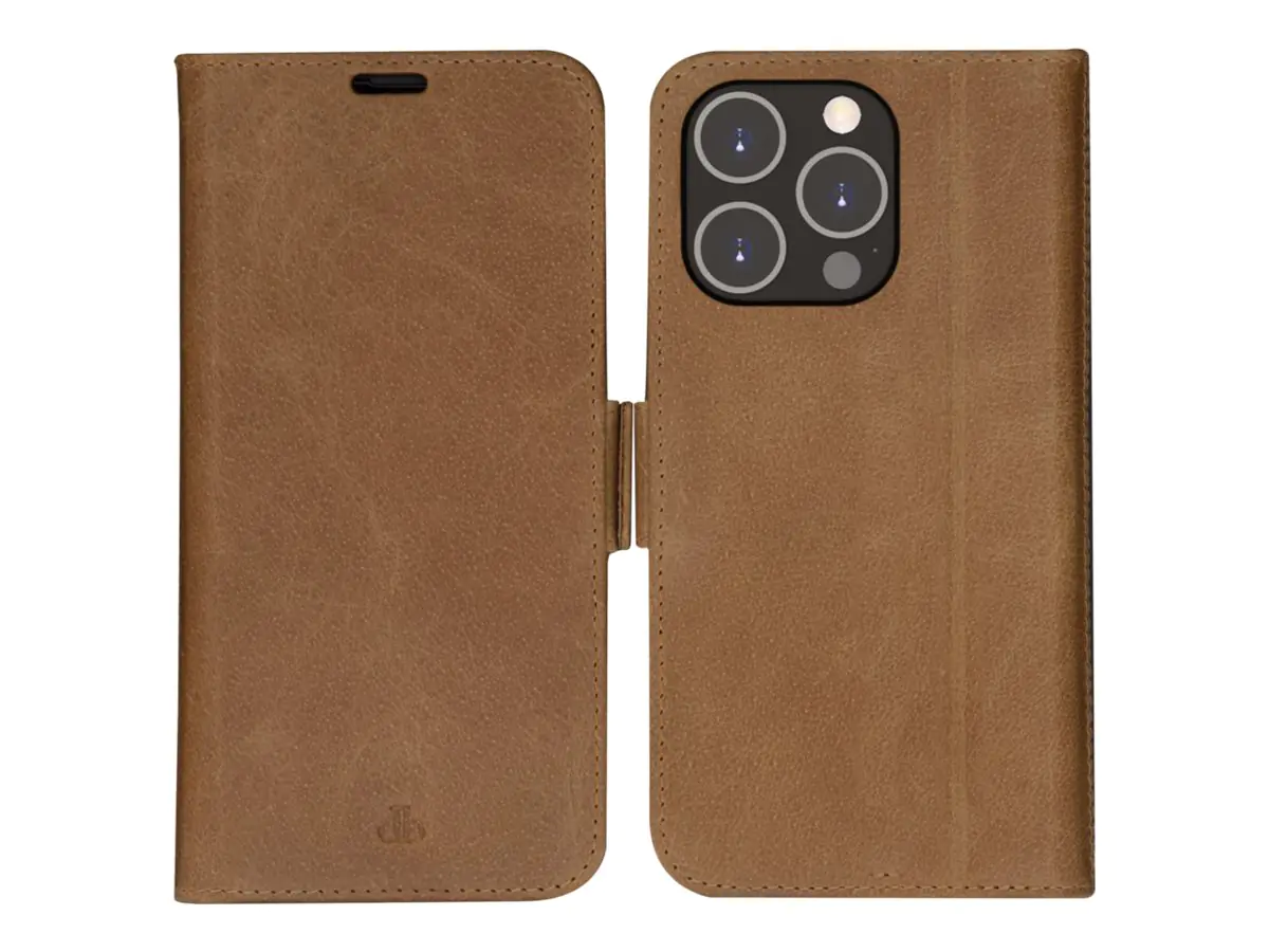 dbramante1928 Copenhagen Slim - Flip-Hülle für Mobiltelefon - genarbtes Leder - Hellbraun - für Apple iPhone 14 Pro Max