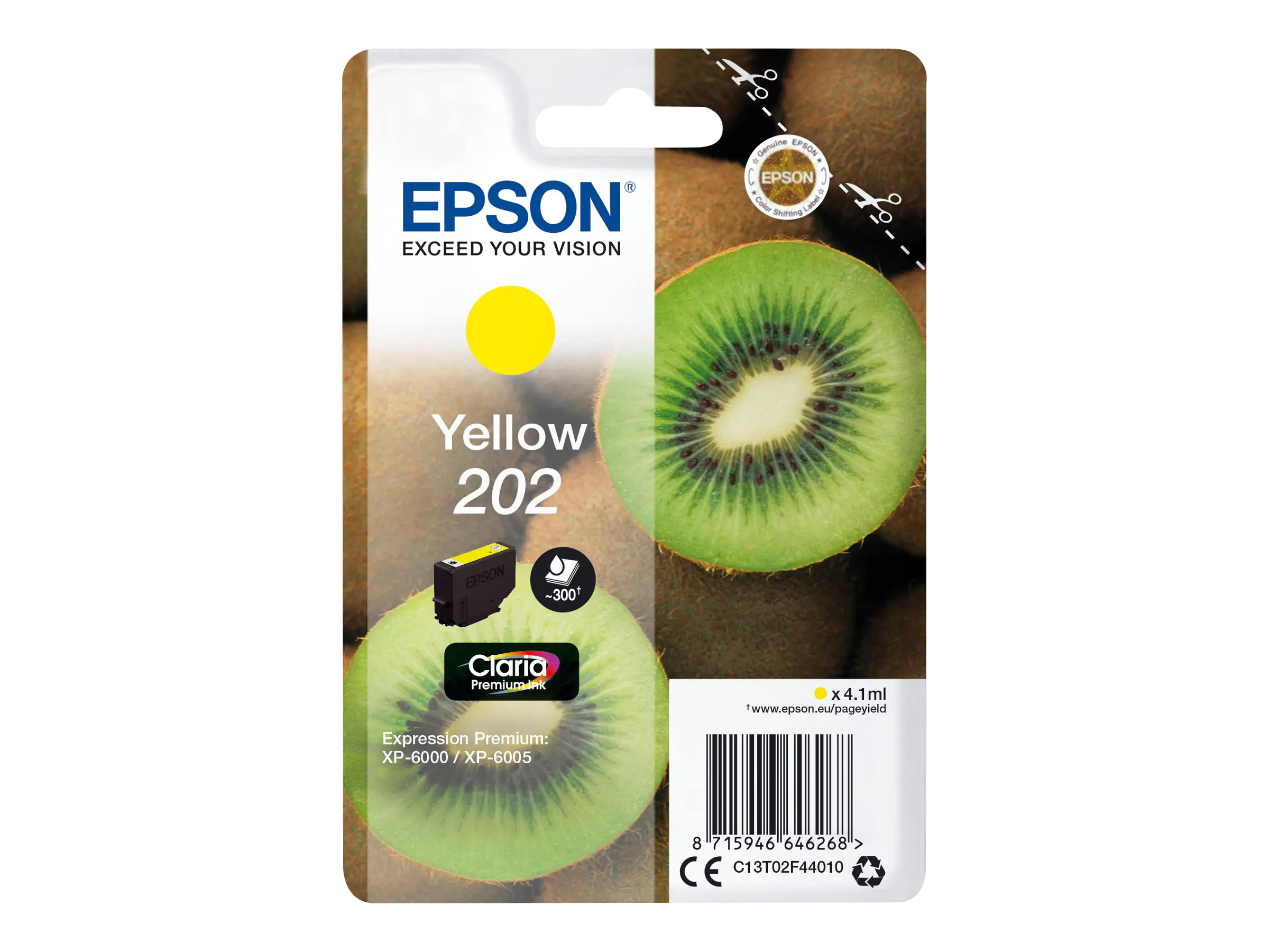 Epson 202 - 4.1 ml - Gelb - Original - Tintenpatrone - für Expression Premium XP-6000, XP-6005, XP-6100, XP-6105